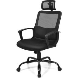 Chaise de Bureau Ergonomique Hauteur Réglable Fauteuil d'Ordinateur en Maille avec Renfort