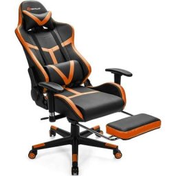 Costway - Chaise Gaming Cuir pvc, Siège Gamer Pivotante Ergonomique, Fauteuil de Bureau