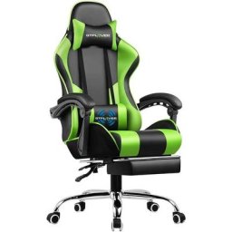 Gtplayer - Chaise Gaming de Massage avec Repose-Pieds et Accoudoirs Synchronisés Fauteuil Gamer