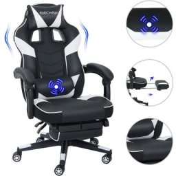 Chaise Gamer Chaises de Bureau à haut Dossier avec Repose-pieds et Support Lombaire Vert et massage