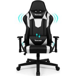 Chaise Gaming, Charge 150KG Fauteuil Gamer Ergonomique Assise de 53CM, Appui-Tete, Coussin Lombaire