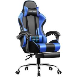 Gtplayer - Chaise Gaming de Massage avec Repose-Pieds et Accoudoirs Synchronisés Fauteuil Gamer