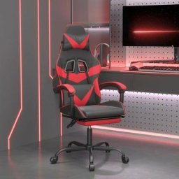 Moderne-Stil Chaise de jeu pivotante et repose-pied Noir et rouge Similicuir,Montage facile,15,8 Kg
