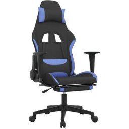 Chaise de jeu avec repose-pied Noir et bleu Tissu Vidaxl Noir et bleu