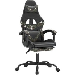 Chaise de jeu avec repose-pied Noir et camouflage Similicuir Vidaxl Noir et camouflage