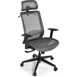 Chaise de Bureau Pivotant en Maille avec Renfort Lombaire Appui-tête Dossier Inclinable et Cintre
