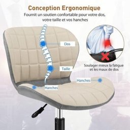 COSTWAY Chaise de Bureau à Roulette Pivotant Réglable en Hauteur Ergonomique, Surface en Cuir PU,