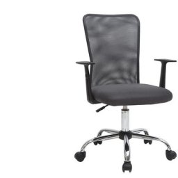 Fauteuil de bureau à roulettes design en mesh gris et acier chromé pluz - Gris