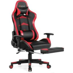 Chaise Gaming Cuir pvc, Siège Gamer Ergonomique Pivotant, Fauteuil de Bureau Réglable en Hauteur et