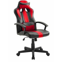 Fauteuil de bureau gamer noir et rouge crash - Rouge