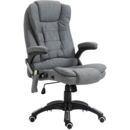 Fauteuil de bureau direction massant chauffant hauteur réglable dossier inclinable toile de lin