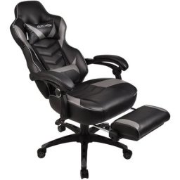 Puluomis - Chaise Gamer Chaises de Bureau à haut Dossier avec Repose-pieds et Support Lombaire Gris