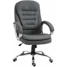 Fauteuil de bureau manager chaise de bureau ergonomique double coussin réglable roulettes toile lin
