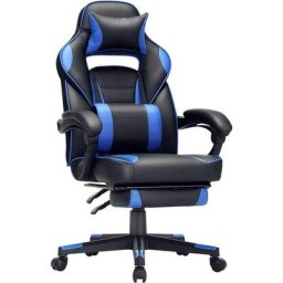 Fauteuil gamer, Chaise gaming, Siège de bureau réglable, avec repose-pieds télescopique,