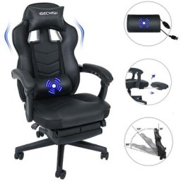 Chaise Gamer Chaises de Bureau à haut Dossier avec Repose-pieds et Support Lombaire Vert et massage