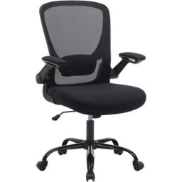 Fauteuil de bureau avec accoudoir rabattable, Chaise de bureau en toile, Siège, pivotant à 360°,