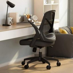 Chaise de Bureau avec Accoudoirs Pliables, Fauteuil Ergonomique en Maille Respirante, Siège avec