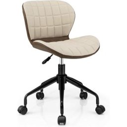 Chaise de Bureau à Roulette Pivotant Réglable en Hauteur Ergonomique, Surface en Cuir pu, Marron