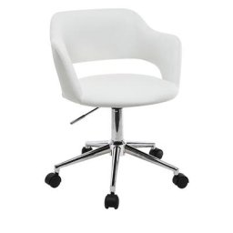Chaise de bureau à roulettes design blanc et acier chromé jessy - Blanc
