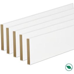 Forestea - Pack de 5 plinthes bord carré mdf revêtues blanc 2200 x 68 x 9 mm pefc 70%