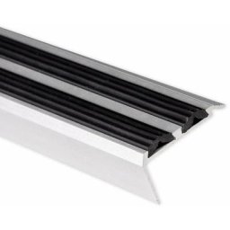 Seuil d'escalier Avec double caoutchouc Power Grip Longueur: 90 cm Pré-percé Noir - Argent/Noir