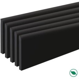 Pack de 5 plinthes bord carré mdf Revêtues noir brillant 2200 x 68 x 9 mm pefc 70%