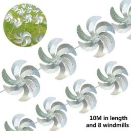 Sktooy - Moulin à vent Anti-oiseau, répulsif Laser, roues d'épingles argentées réfléchissantes,