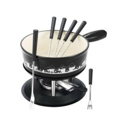 Table Et Cook - Service fondue 22 cm vache noir blanc