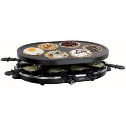 Domoclip - Appareil à raclette 8 personnes 1200w et 6 mini-crêpes doc188 - noir
