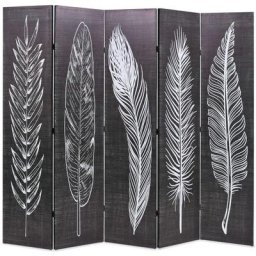 Cloison de séparation pliable 200 x 170 cm Plumes Noir et blanc Vidaxl n/a