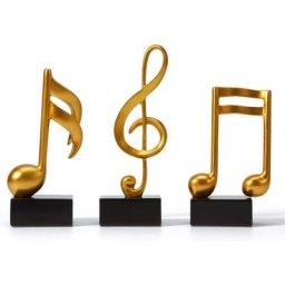 3pcs Note de Musique Statue Décoration Sculpture Résine Figurine Arts Or
