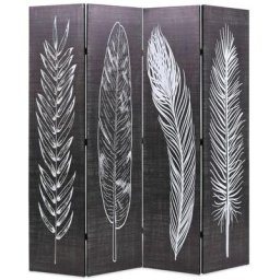 Cloison de séparation pliable 160 x 170 cm Plumes Noir et blanc Vidaxl n/a