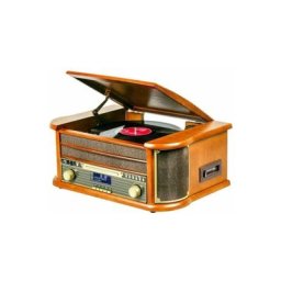 Platine Vinyle Vintage Bois Vernis 1 Port usb Rétro Tourne Disque - Marron - Optex
