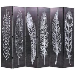 Cloison de séparation pliable 228 x 170 cm Plumes Noir et blanc Vidaxl n/a