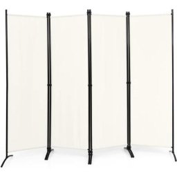 Paravent Intérieur à 4 Panneaux Pliable Détachables 220x173 cm/Cloison de Séparation Cadre en Fer