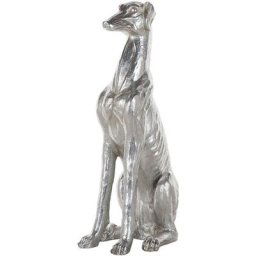 Figurine Décorative représentant un Chien de Race Lévrier en Polyrésine Argentée pour tout