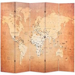 Cloison de séparation pliable 200 x 170 cm Carte du monde Jaune vidaXL - N/A