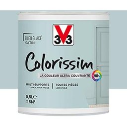 V33 - Peinture Multi-supports Colorissim Satin Bleu glacé 0,5 l