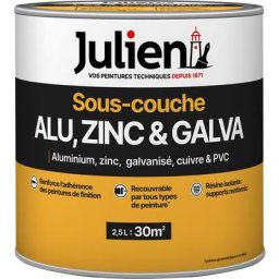 Sous-Couche Pour supports en Alu, Zinc, Cuivre, Galvanisé - aspect Mat Blanc 2,5L Julien Blanc