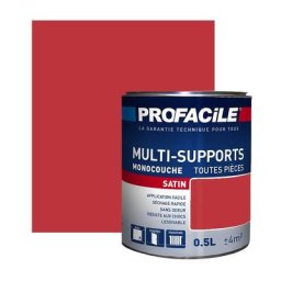 Peinture intérieure multi-supports Profacile Rouge Coquelicot 0.5 litre - Rouge Coquelicot