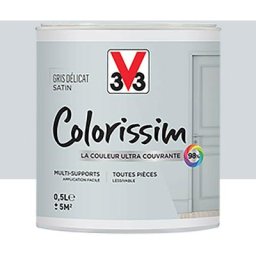 V33 - Peinture Multi-supports Colorissim Satin Gris délicat 0,5 l - Gris délicat