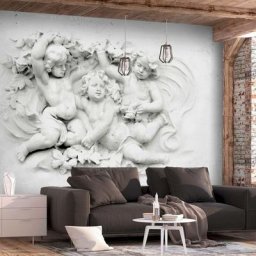 Papier peint adhésif Ange de l'amour - 294 x 210 cm - Gris
