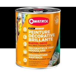 Peinture antirouille décorative 2,5L brillante multi supports Rustol Deco Owatrol Teinte: Noir