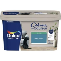 Peinture Crème De Couleur Satin Bleu Canard 2,5 l Dulux Valentine Bleu Canard