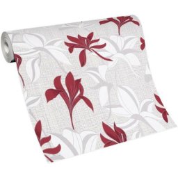 Papier peint tendance rouge & blanc à motif fleuri Tapisserie florale rouge idéale chambre Papier