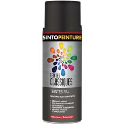 Aérosol teintes classiques 400ml noir mat Sinto Noir mat ral 9005