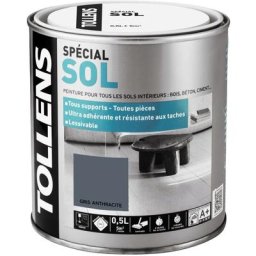 Peinture Spéciale Sol - Satin - Toutes pièces - Tous Supports - Lessivable - Anthracite - 0,5L =