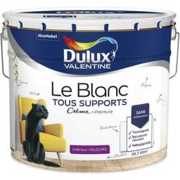 Peinture Le Blanc Tous Supports Crème de Peinture Dulux Valentine Velours Blanc 10 L - Blanc