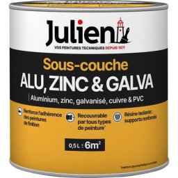 Sous-Couche Pour supports en Alu, Zinc, Cuivre, Galvanisé - aspect Mat Blanc 0,5L Julien Blanc