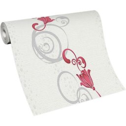 Bricoflor - Papier peint à fleurs rouge & blanc pour cuisine Tapisserie à motif floral rouge Papier